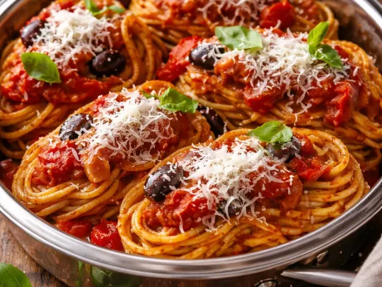 Barchette di melanzane ripiene di bucatini