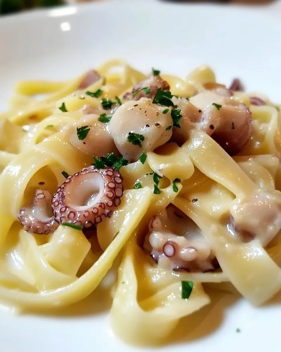 Calamarata con crema di patate e polpo