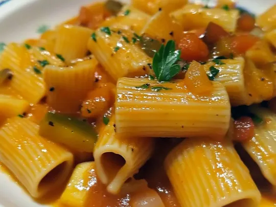 Calamarata con pesce spada e melanzane