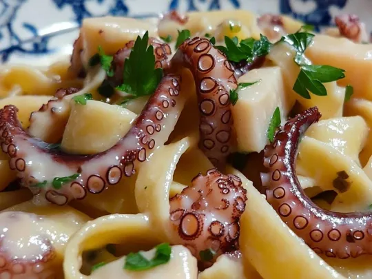 Calamarata con polpo e crema di patate