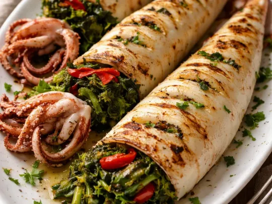 Calamari arrostiti ripieni di friarielli
