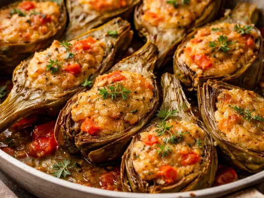 Carciofi ripieni di pane e formaggio
