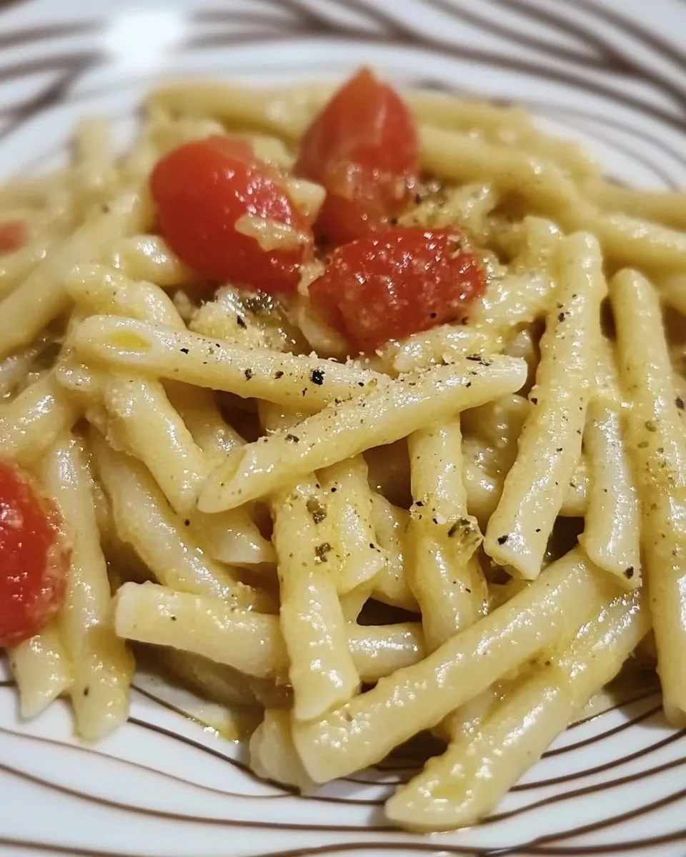 Caserecce con pesto di pistacchi e pomodorini