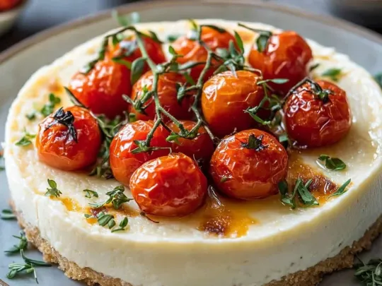 Cheesecake Salata ai Taralli con Stracciatella e Pomodorini Confit