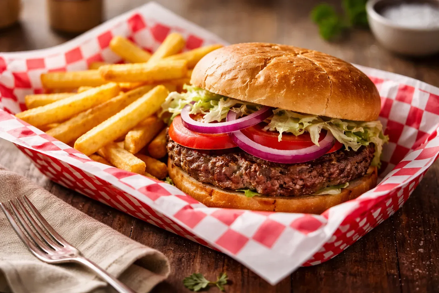 Combo hamburger con patatine
