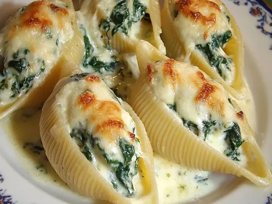 Conchiglioni ripieni con spinaci, ricotta e speck