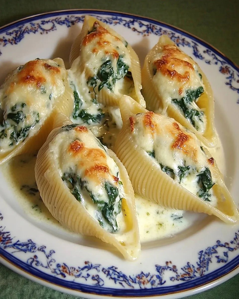Conchiglioni ripieni con spinaci, ricotta e speck
