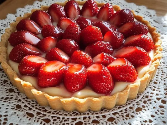 Crostata morbida con crema pasticcera e fragole