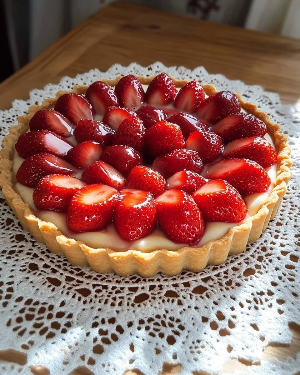 Crostata morbida con crema pasticcera e fragole