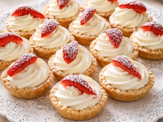 Crostatine con crema chantilly e fragole