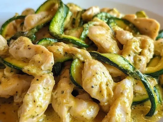 Straccetti di Pollo con Zucchine e Salsa Cremosa