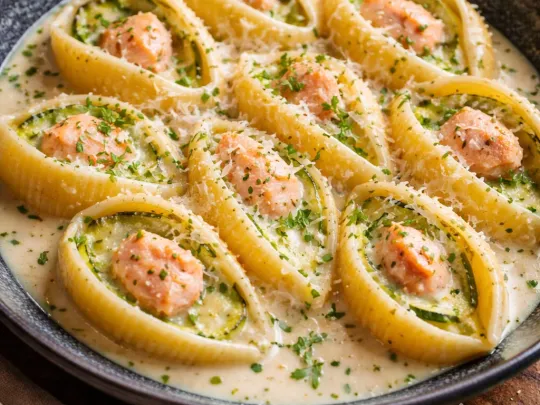 Conchiglioni con zucchine e salmone