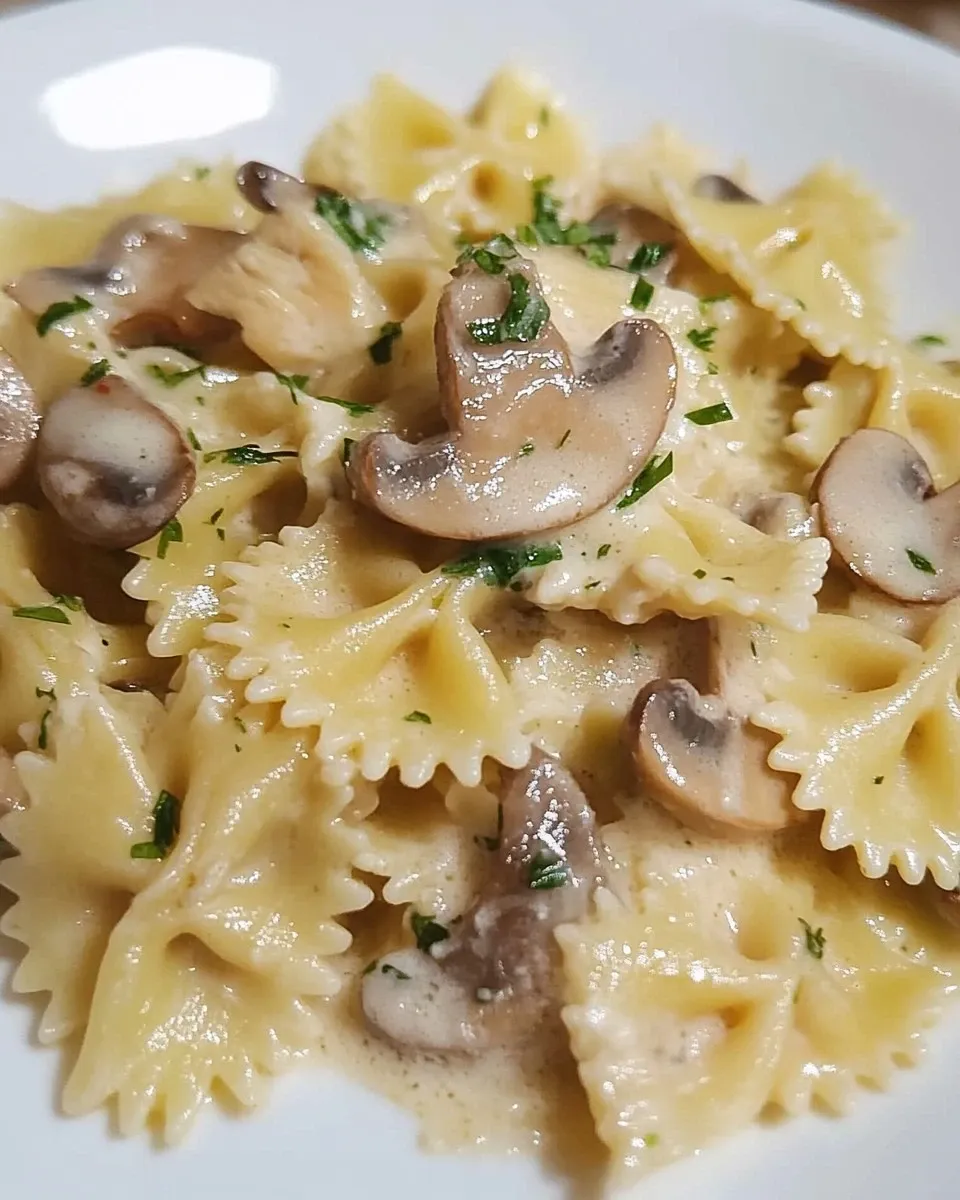 Farfalle con zucchine julienne e funghi trifolati