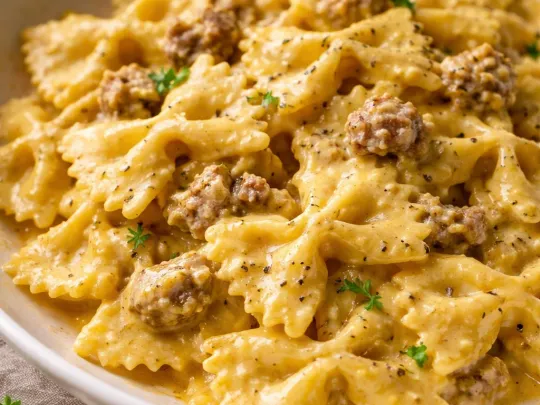 Farfalle salsiccia, panna e zafferano