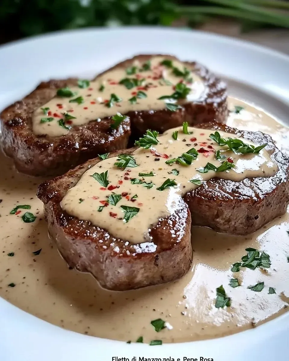 Filetto di Manzo al Gorgonzola e Pepe Rosa