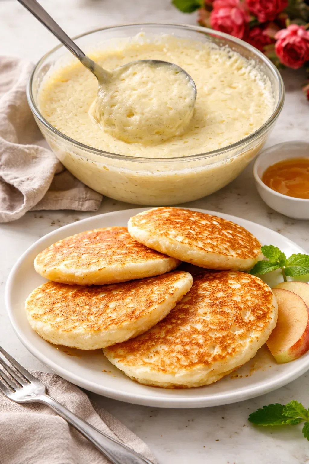 Frittelle con yogurt e mele