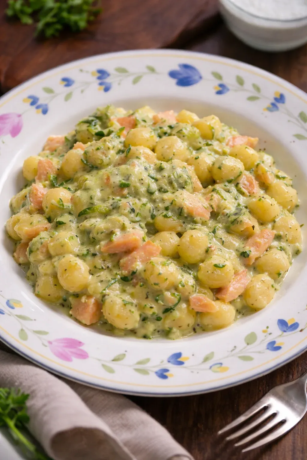 Gnocchetti zucchine e salmone affumicato