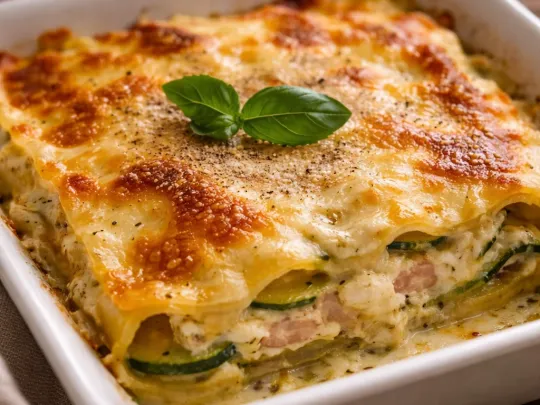 Lasagna con zucchine e prosciutto