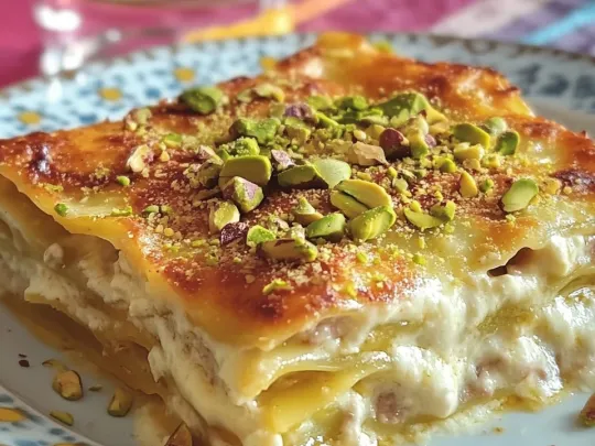 Lasagne con Mortadella e Pistacchi