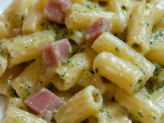 Mezze maniche zucchine, pancetta e gorgonzola