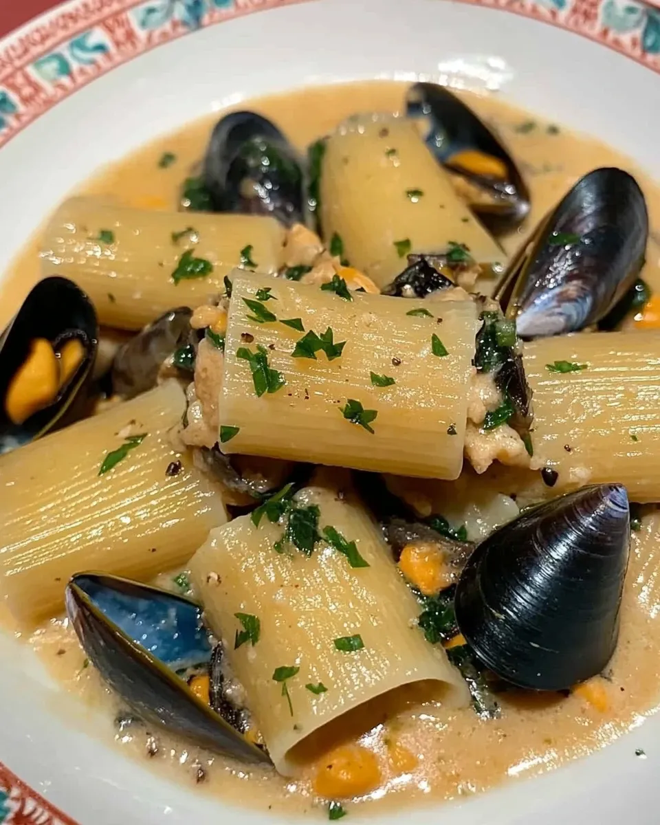 Paccheri con cozze e crema di cannellini