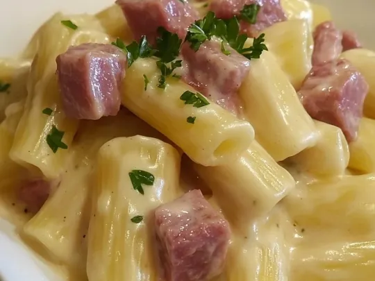 Paccheri con crema di patate e pancetta