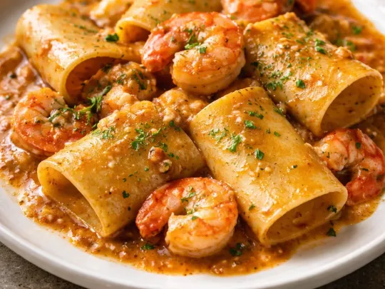 Paccheri con scampi e gamberi