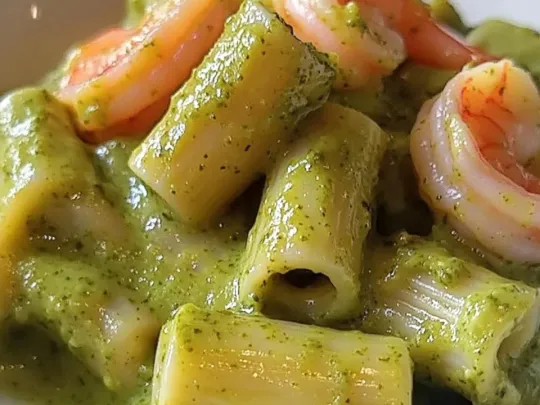 Paccheri con crema di zucchine e mazzancolle