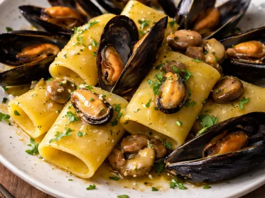 Paccheri con porcini e cozze