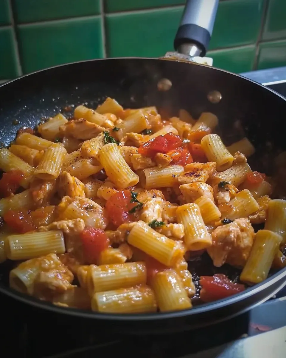 Paccheri con pesce spada, melanzane e pomodorini