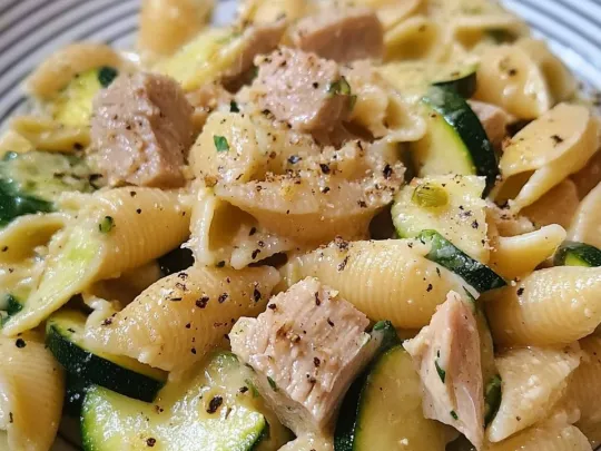 Pasta con tonno, zucchine e peperoncino