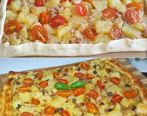 Pasta Sfoglia con Patate, Pomodorini e Tonno