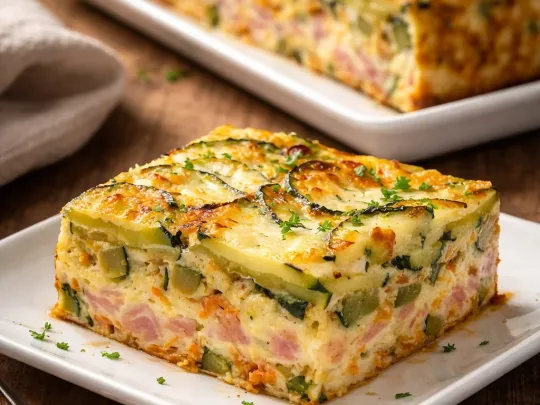 Pasticcio di zucchine con prosciutto e formaggio