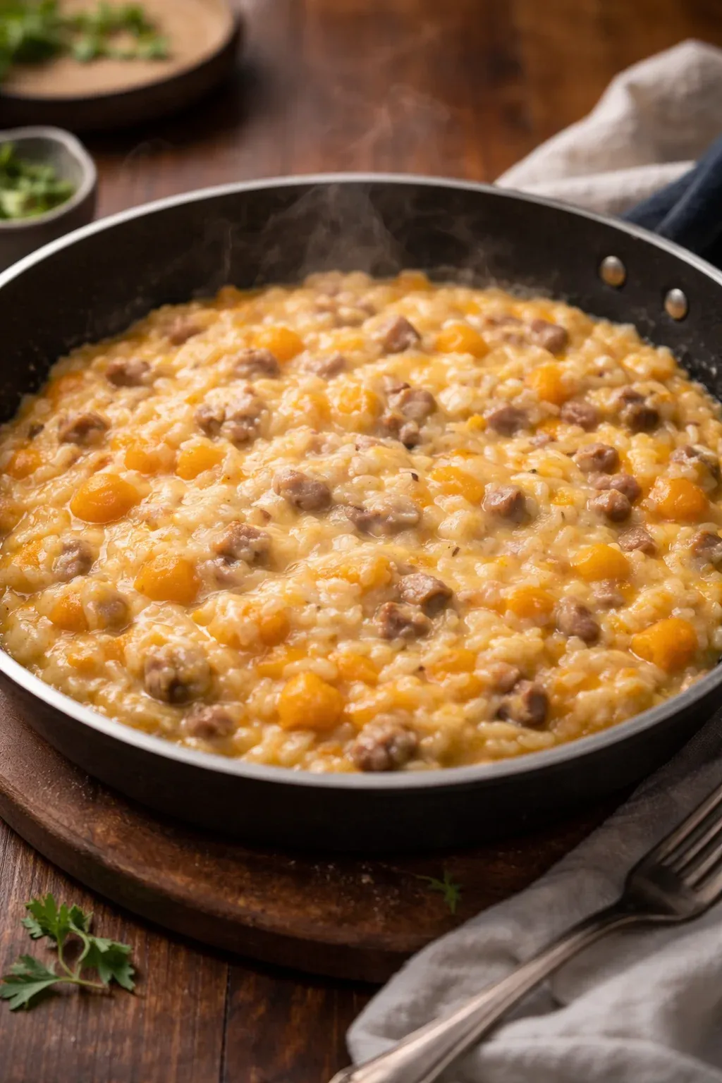 Risotto zucca e salsiccia