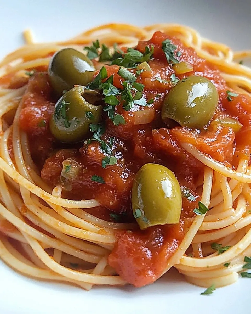 Spaghetti al pomodoro con olive e capperi