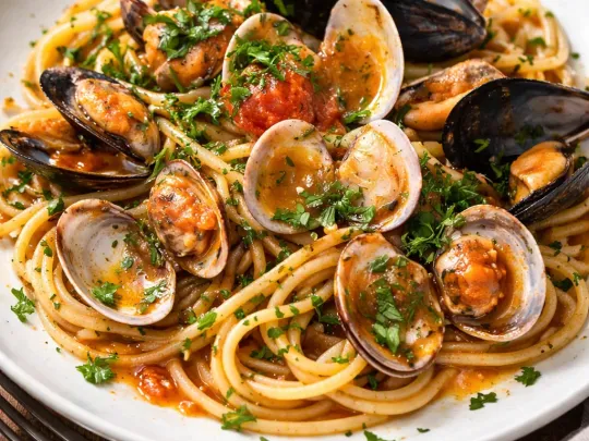 Spaghetti con cozze e vongole