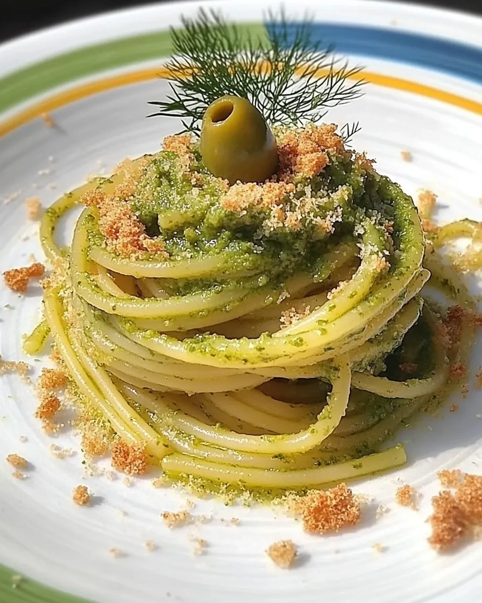Spaghetti con finocchietto, acciughe e mollica abbrustolita
