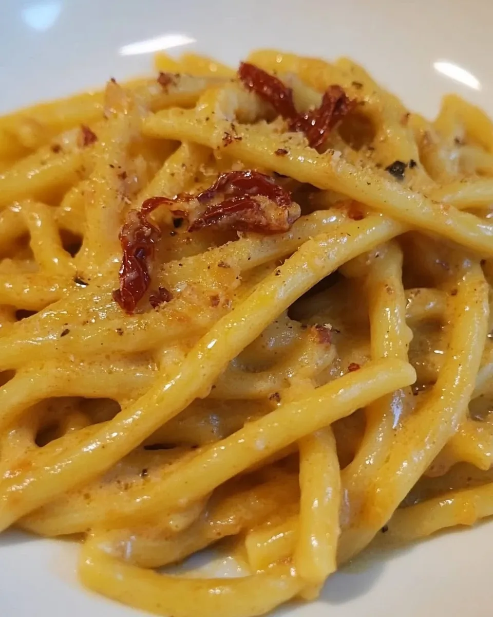 Strozzapreti cremosi con speck, zafferano e grana