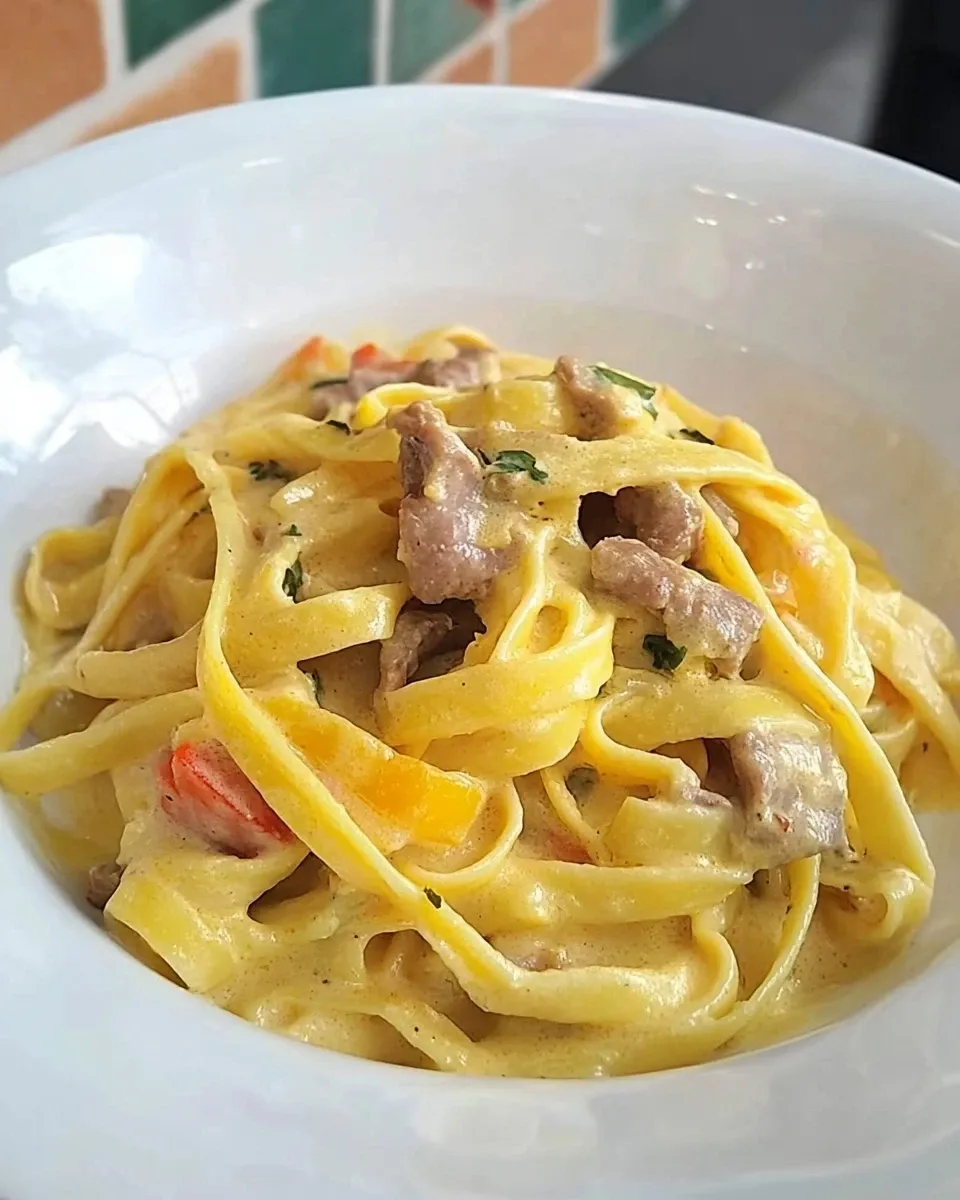 Tagliatelle con Fiori di Zucca e Speck