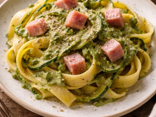 Tagliatelle zucchine, cotto e parmigiano