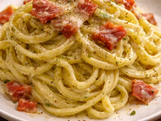 Tagliolini con crema di zucchine, pancetta e Philadelphia