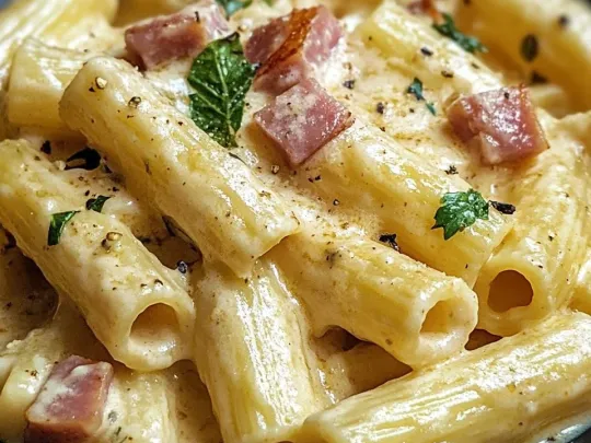 Tortiglioni Zucchine, Pancetta e Crema di Parmigiano