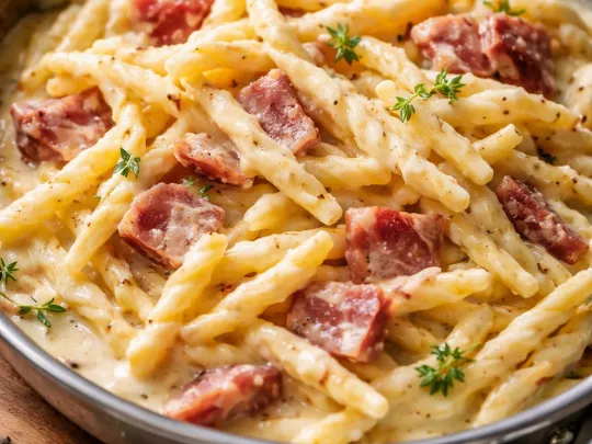 Trofie con speck e provola