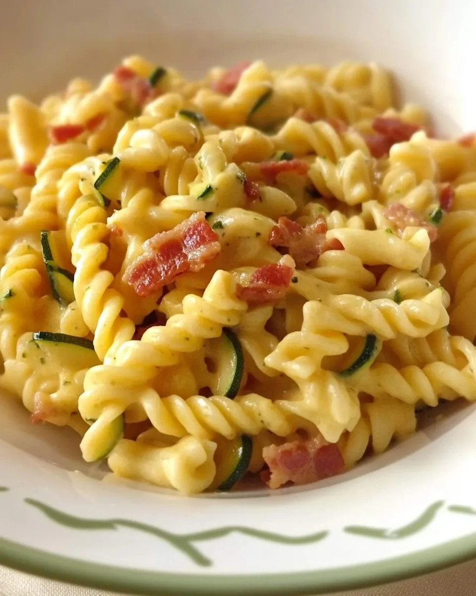 Trofie con zucchine, pancetta e zafferano