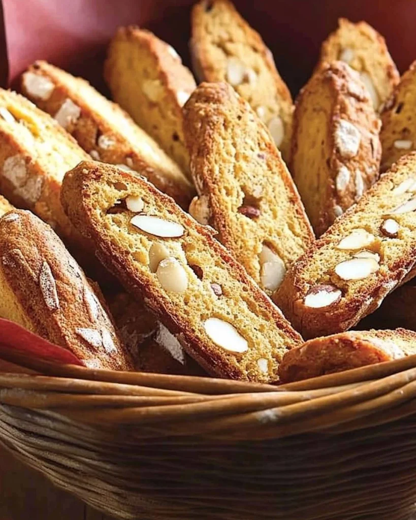 Biscotti Cantucci croccanti serviti con vino dolce