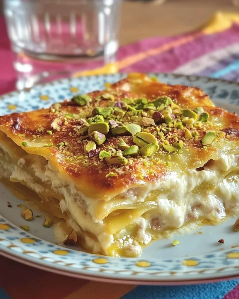 Lasagne con mortadella e pistacchi, un piatto ricco e gustoso