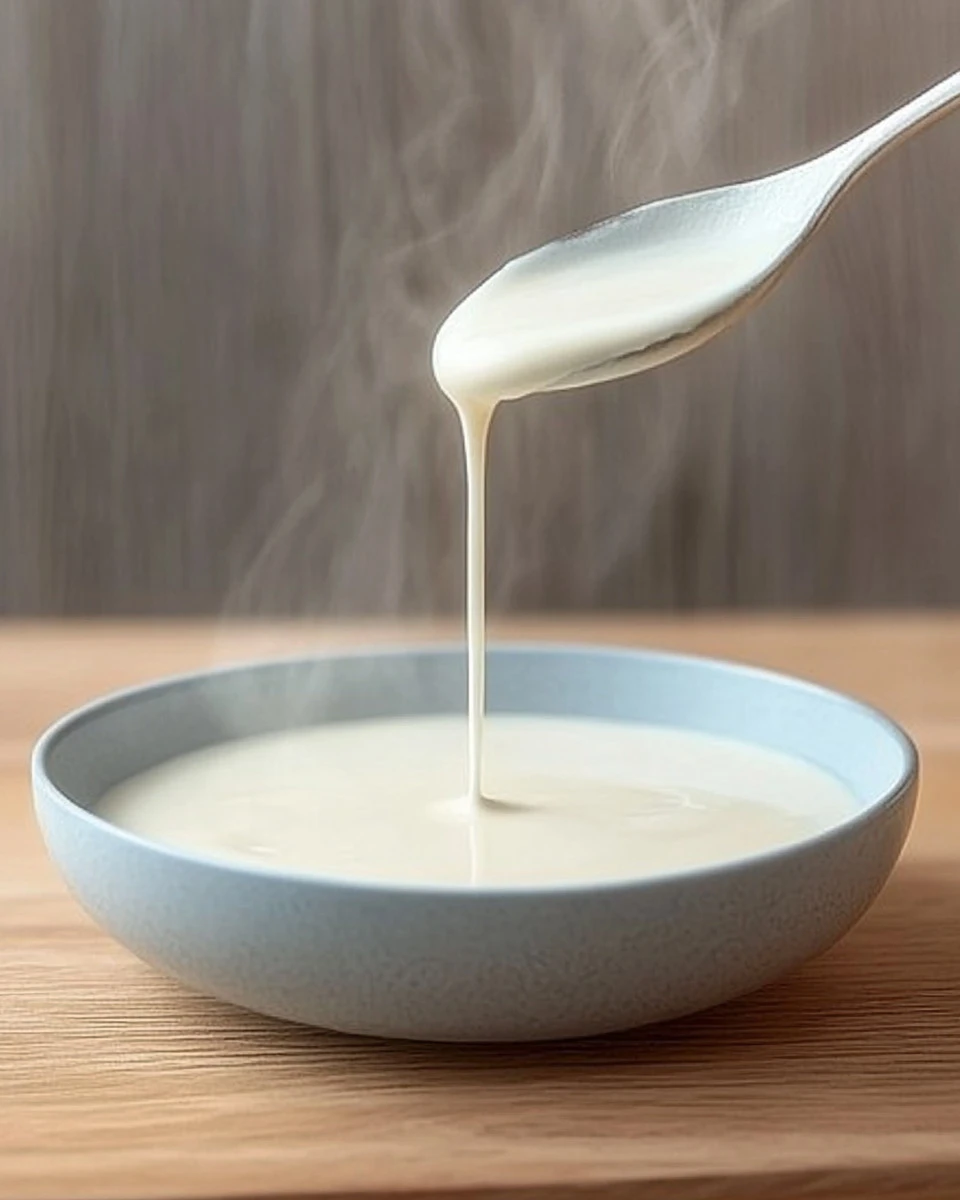 Salsa di formaggio cremosa in un piatto di ceramica