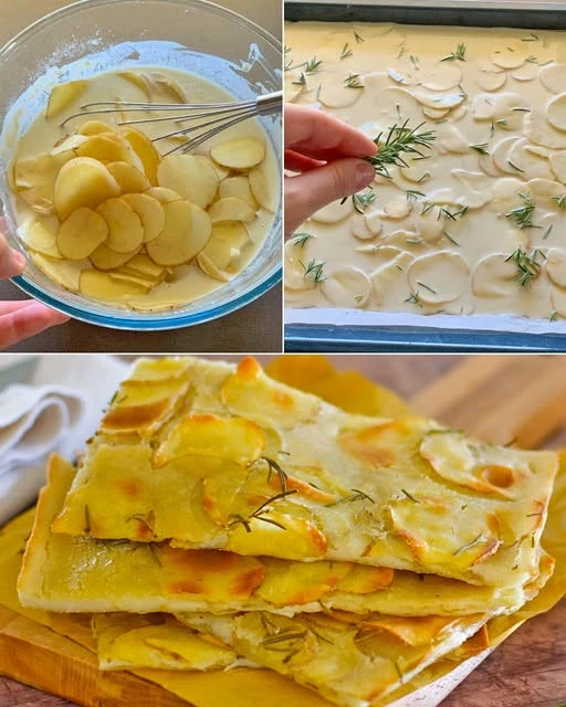 Schiacciata di patate croccante servita calda su un piatto