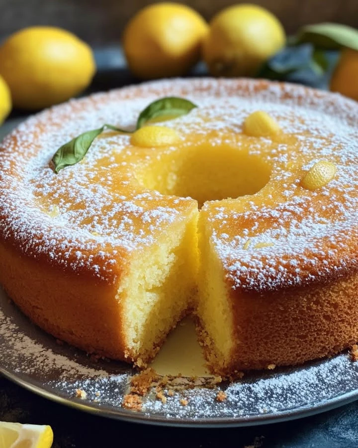 Deliziosa torta al limone su un piatto decorato