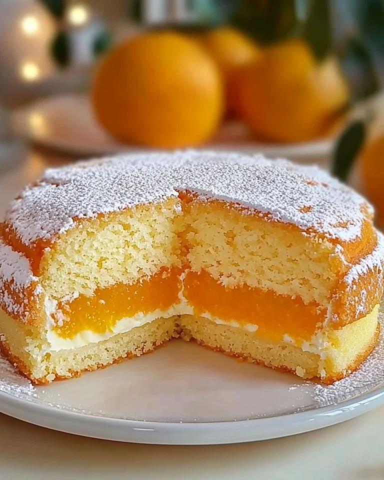 Fetta di torta all'arancia su un piatto elegante